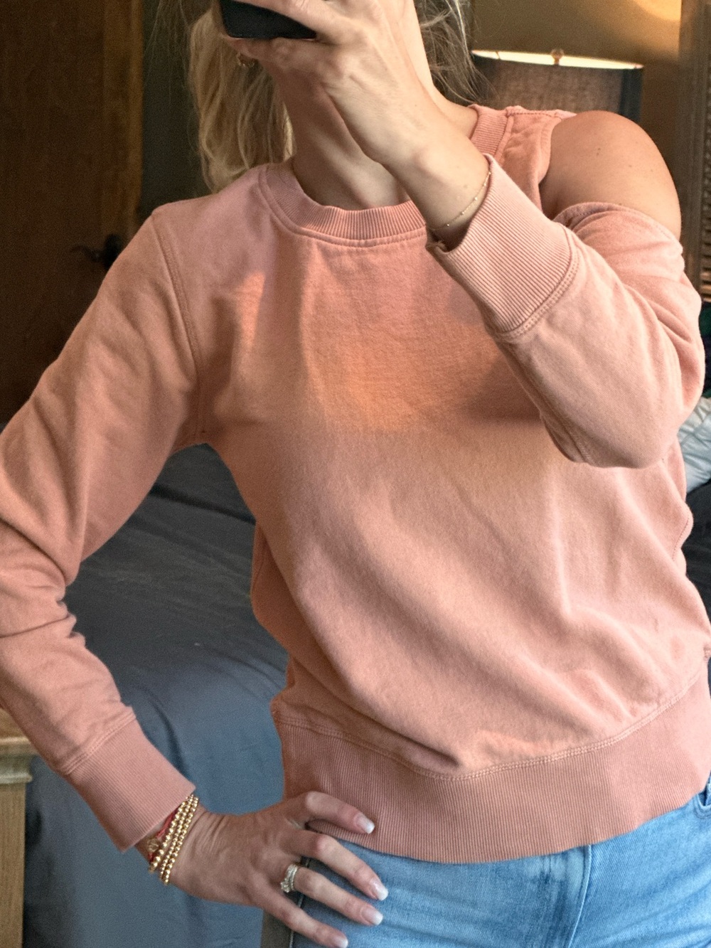 2/$10 or 3/$12 ❤️ M STATE Blush Pink Cold-Shoulder Crewneck Sweatshirt